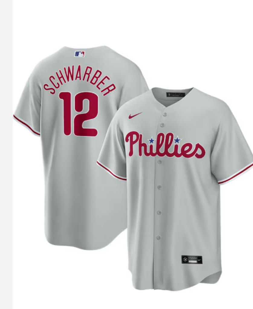 2024 MLB Men Philadelphia Phillies 12 Schwarber Nike grey Home Limited Player Jersey